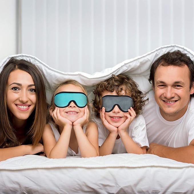2 Pieces 3D Sleep Mask for Kids Memory Foam Contoured Eye Mask, Travel Sleep Eye Cover with Adjustable Strap, 3D Blindfolds(Gray and Green) - Bloomnest