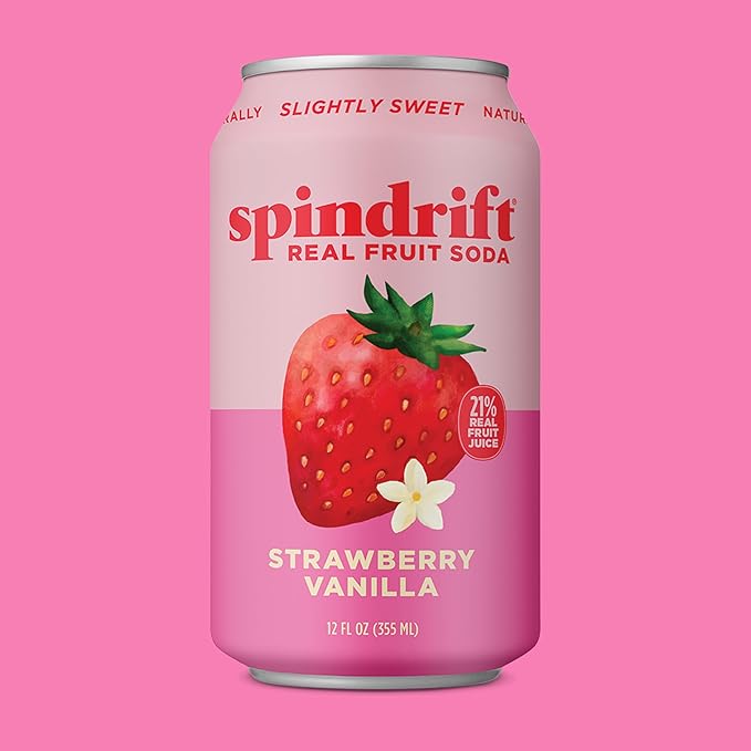 Spindrift Soda "Strawberry Shortcake" Strawberry Vanilla Soda with Real Squeezed Fruit 12 Pack Case - Bloomnest