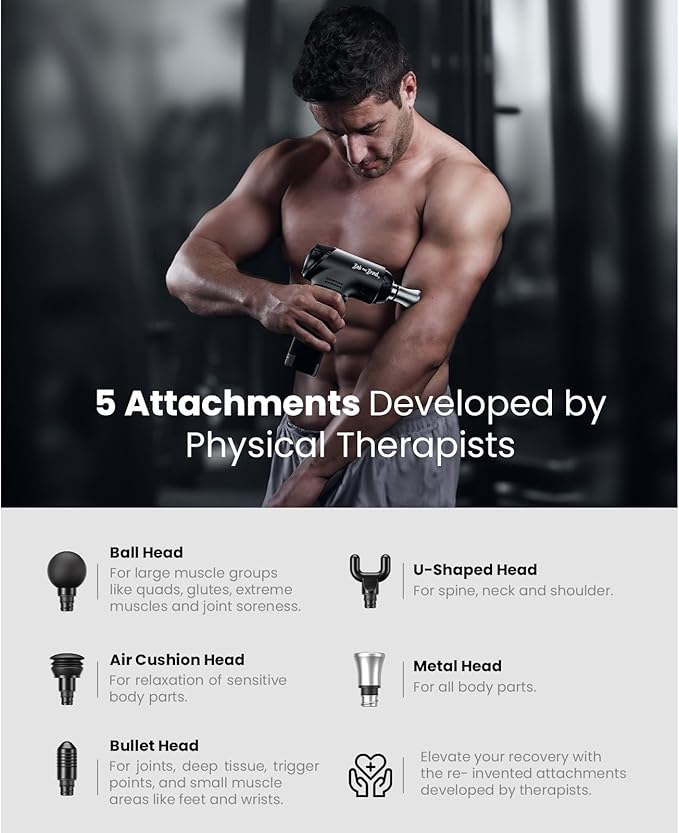BOB AND BRAD T2 Max Massage Gun Deep Tissue with Metal Head, Professional Muscle Massage Gun Portable Percussion Electric Massager for Athletes for Home Gym Pain Relief - Bloomnest