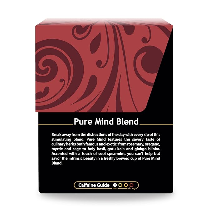Buddha Teas - Organic Pure Mind Blend - Herbal Tea - For Health & Wellbeing - With Antioxidants & Minerals - Clean Ingredients - Caffeine Free - OU Kosher & Non-GMO - 18 Tea Bags (Pack of 1) - Bloomnest