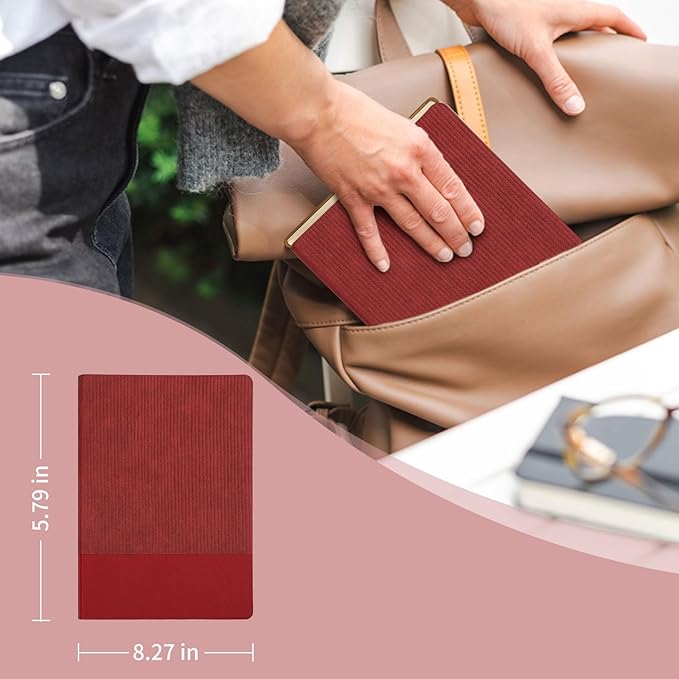 Lined Journal Notebook for Work College Ruled Note Book 5.79"x8.27" A5 PU Leather Daily Journaling 216 Pages for Women Men Writing Home School Supplies Business (Red) - Bloomnest