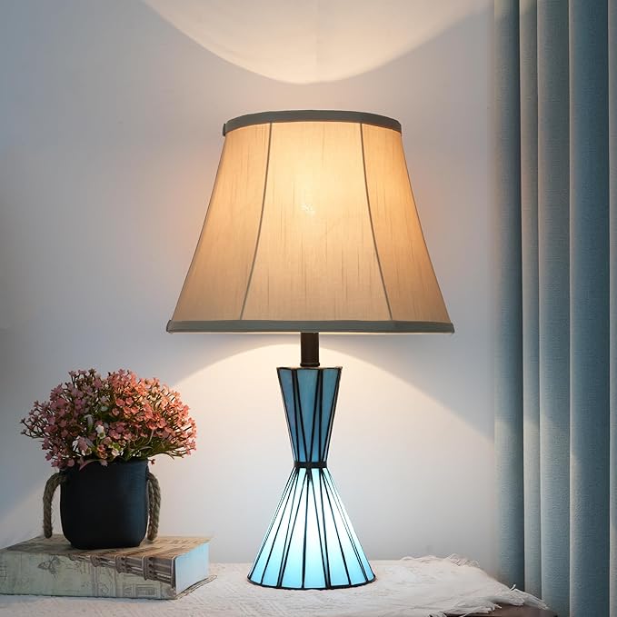 Table Lamps Set of 2, 3-Way Dimmable Modern Glass Table Lamps for Living Room with Stained Glass Night Lights 21" Bedside Desk Lamps for Nightstand for Home Decorations - Bloomnest