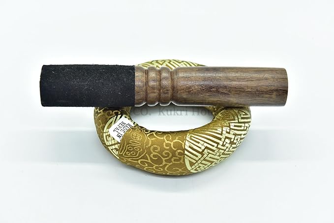 5" Tibetan Meditation Yoga Singing Bowl Black Set with free Wooden Mallet and Silk Cushion from Nepal, Singing bowls. (Black) - Bloomnest