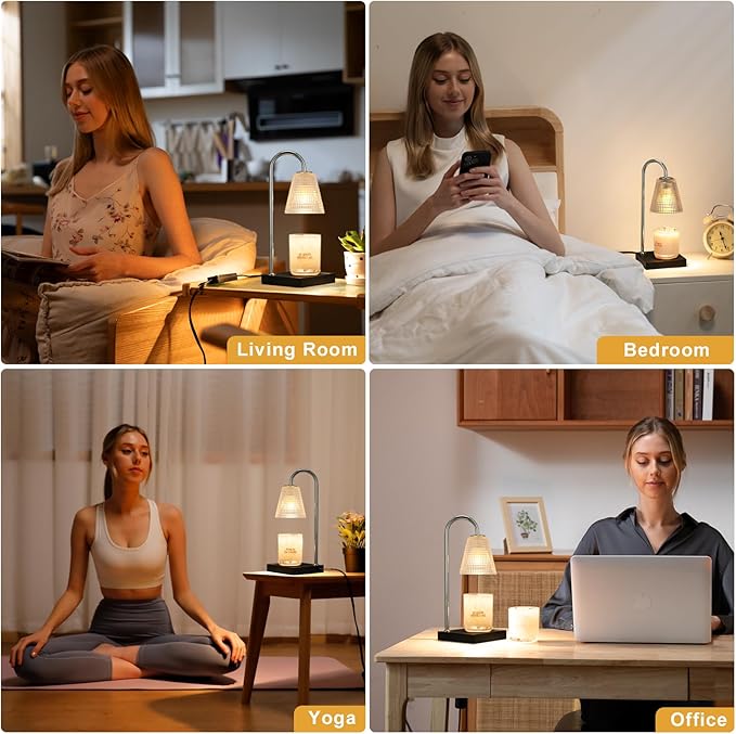 Hong-in Candle Warmer Lamp with Timer Dimmer,House Warming Gifts New Home Room Decor,Birthday Gifts for Women Mom Sister,Modern Wax Warmer for Scented Wax Jar Candles - Bloomnest