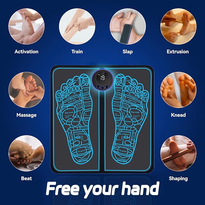 Beyn Health Expert Electronic Stimulator - Feet Massager Mat for Pain Plantar Relief,Muscle Relaxation, Portable & Rechargeable Foot Stimulator with 8 Modes &19 Levels with Remote Control-6 - Bloomnest