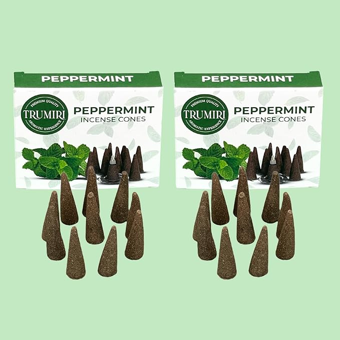 Peppermint Incense Cones - Total 60 Cone Incense - Six Packs of 10 Insence Cones - Incense Cones Scented - Cone Incense Scents - Insense Cones - Inscent Cones TRUMIRI