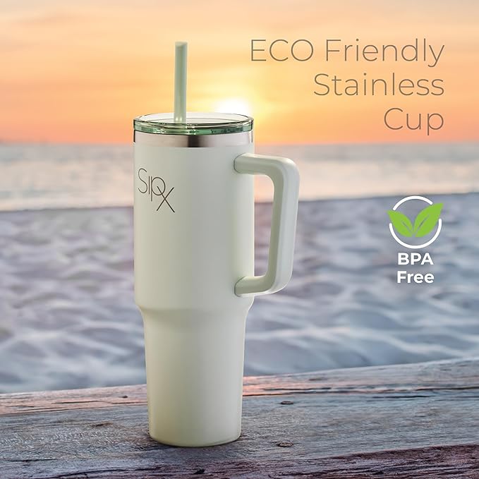 SIPX™ Insulated Tumbler With Lid And Straw, 40oz. Tumbler With Handle Keeps Cold 12 Hours, Water Bottle Thermos With Lid, BPA-Free Reusable Insulated Coffee Tumblers, Travel Mug Great For Beach Party - Bloomnest