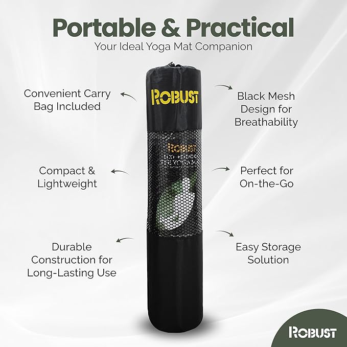 Robust Non-Slip Yoga Mat with Strap, 1/4" Thick TPE Eco-Friendly Workout Mat for Yoga with Position Lines and Texture Surface, Gym Mat for Women, Men, Pilates and Exercises Anti-Tear Sweat-Proof Exercise Mat - Bloomnest