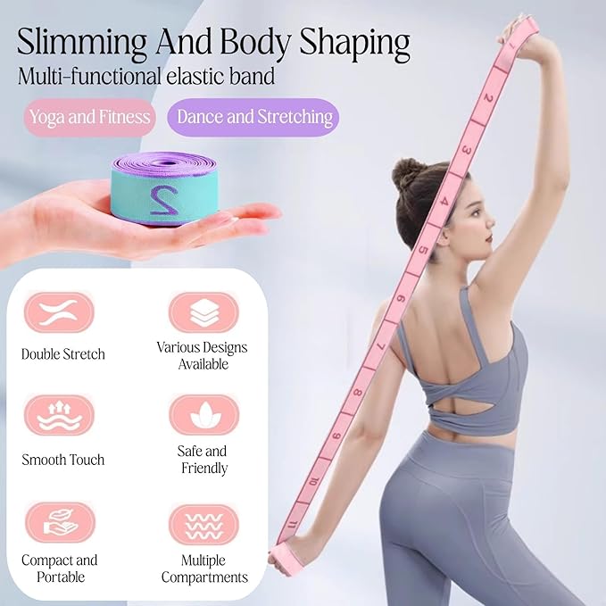 Multi-Loop Stretch Band - Yoga, Pilates, Ballet, and Physical Therapy Stretching Strap for Flexibility, Leg Stretching, and Exercise - Durable Stretching Equipment for Dance and Fitness - Bloomnest
