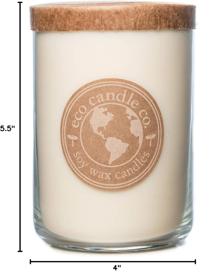 ECO CANDLE CO. Recycled Candle, Warm Vanilla, 26 oz. - Scents of Rich Vanilla - 100% Soy Wax, No Lead, Kraft Paper Label & Lid, Hand Poured, Phthalate Free, Made from Midwest Grown Soybeans - Bloomnest