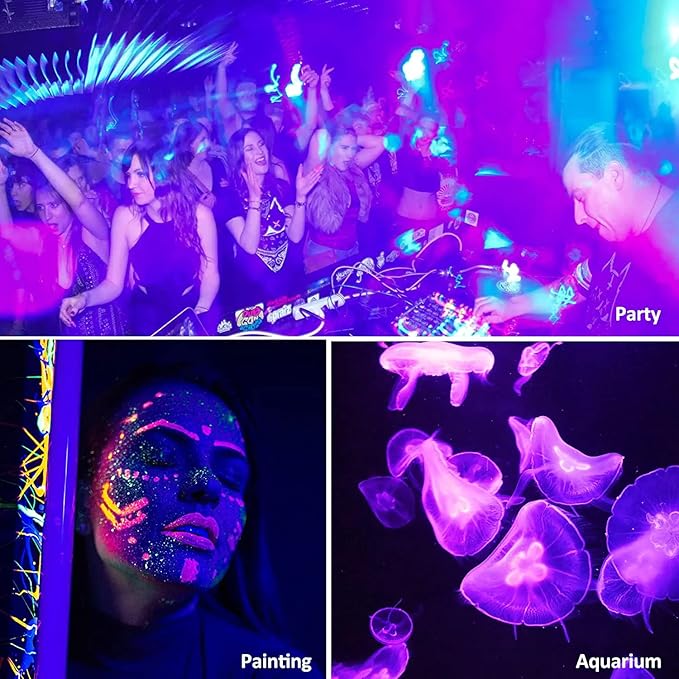 200W 2 Pack LED Black Light, Halloween Outdoor Blacklight Flood With Plug and Switch, IP66 Waterproof for Glow in The Dark, Party, Body Paint, Florescent, Aquarium - Bloomnest