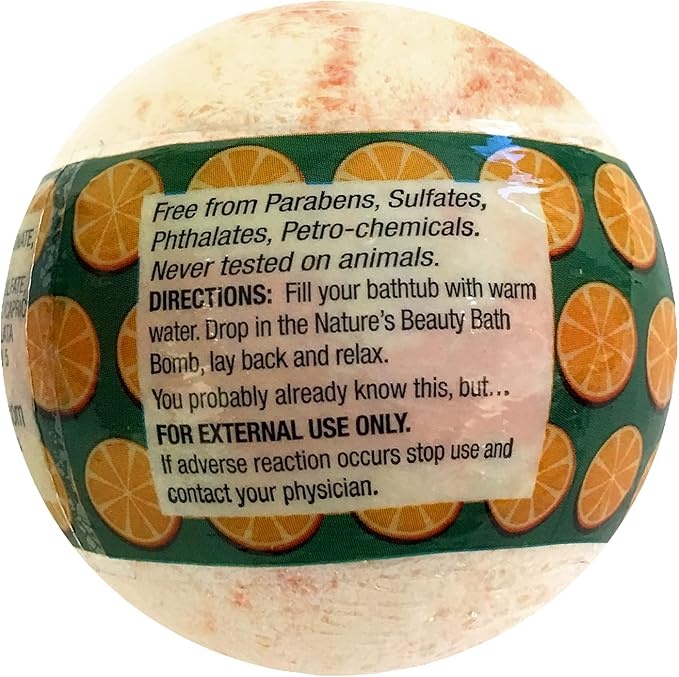 Nature's Beauty Sunshine Mandarin & Bergamot Bath Bomb Multi-Pack - Natural Hand Crafted, Non-Staining, Luxury Fizzy Spa Bomb, Nourishe Dry Skin, Made w/Coconut Oil + VIT. E, 4.6oz (4 Pack) - Bloomnest