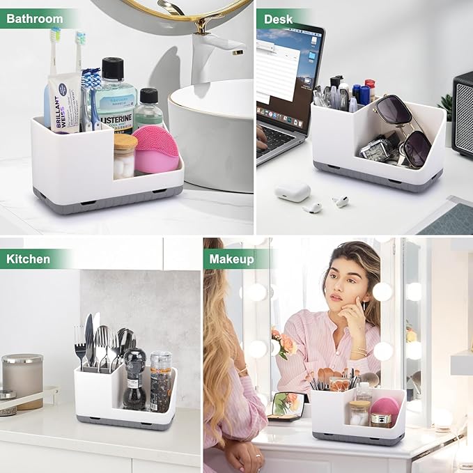 Toothbrush Holders for Bathrooms, Kids Electric Toothbrush and Toothpaste Holder with Drainage, Tooth Brush Holder for Bathroom Countertop Organizer (Grey) - Bloomnest