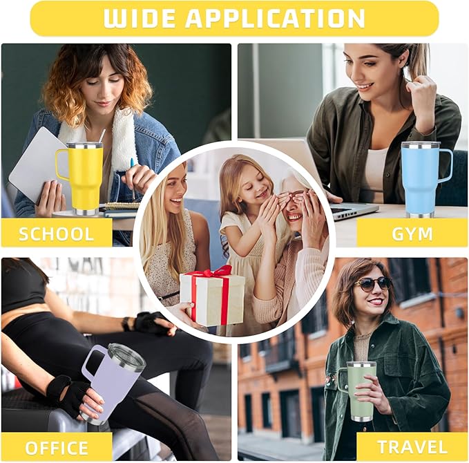 20 oz Tumbler with Handle Stainless Steel Insulated Coffee Mug Tumbler with Lid and Straw Double Wall Vacuum Insulated Coffee Mug Leak Proof Travel Mug Tumbler for Hot and Cold Drink (Mix Color-7)