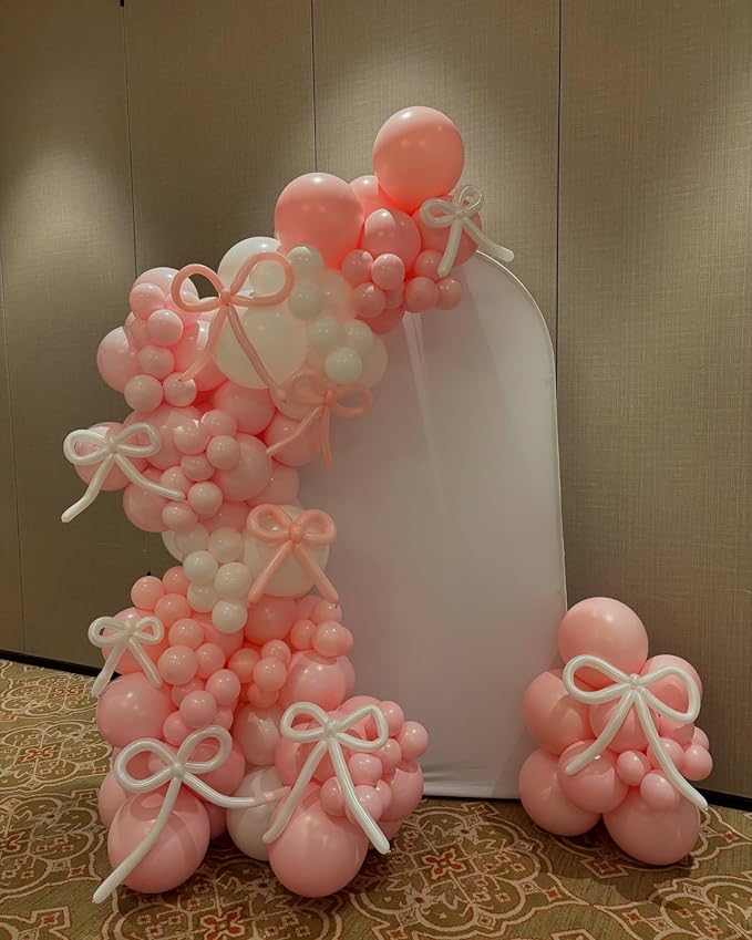 Pink Bow Balloon Garland Arch Kit - Coquette Birthday Decorations Coquette Bow Pink and White Balloon Arch Kit Different Size for Bridal Girls Birthday Baby Shower Valentine's Day Decorations - Bloomnest