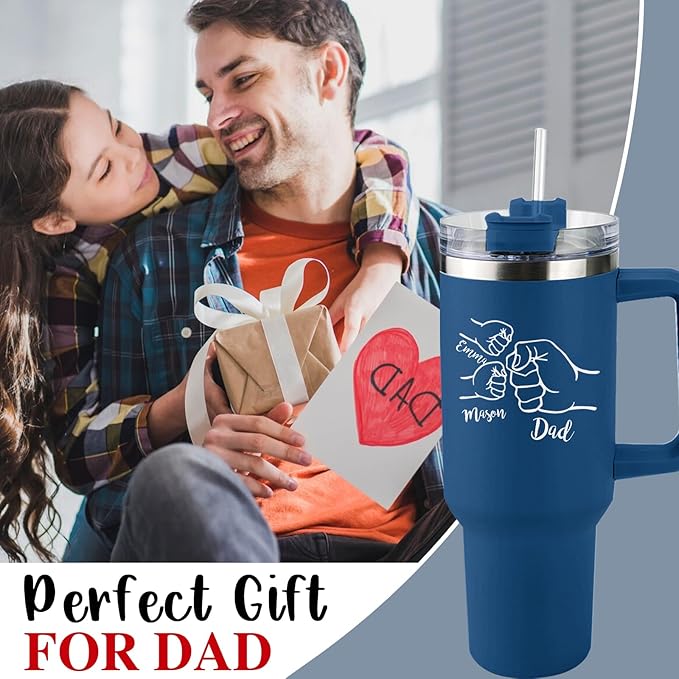 ThermoThrill Ships Next Day, Personalized Fathers Day Tumbler Gifts Custom 40 Oz Tumbler with Handle Stainless Steel Mug Dad Gift for Men - Bloomnest