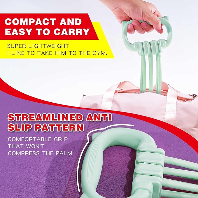 6 Gear Adjustable Resistance Bands, Fitness Resistance Bands Exercise Bands with Comfort Grips, Unisex, for Arms, Chest Extender, Home Workout, Fitness, Pilates - Bloomnest