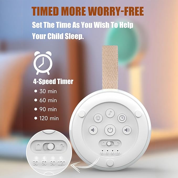 Sound Machine with 24 Relaxing Nature Sounds,Sleep Portable Travel White Noise Machine for Home,Office,Nursery,Timed and Adjustable with Lights Sound Machine - Bloomnest