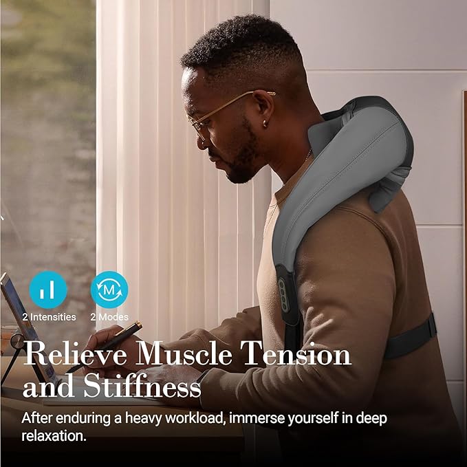 Neck Massager with Heat, Cordless Deep Shiatsu Massage for Neck and Shoulder, Massager for Relieving Muscle Pain and Relaxation, Gifts for Her Him Women Men - Bloomnest