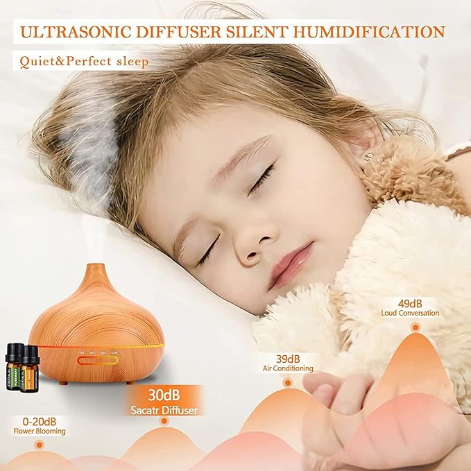 550 ML Aroma Diffiser with Essential Oils Set, Essential Oil Diffuser with Remote, Ultrasonic Technology Aromatherapy Diffusers Auto Shut-Off for Office, Home - Bloomnest