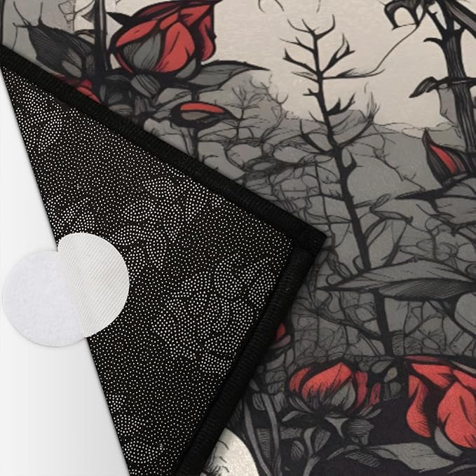 Half Round Door Mat, Vintage Roses Non-Slip Half Circle Area Rug Flowers Art Doormat Washable Durable Home Decor Half Moon Rug for Floor Indoor Outdoor Living Room Bedroom Kitchen Patio - Bloomnest