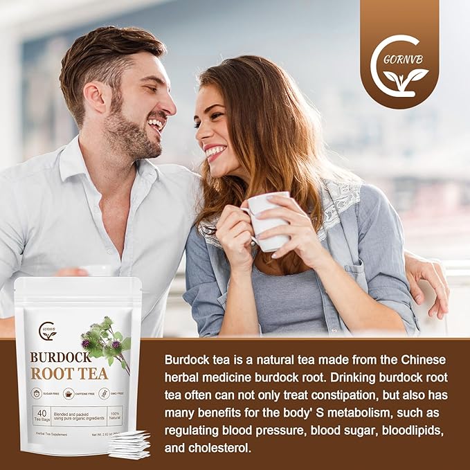 Burdock Root Tea Bags - Digestion & Improving Liver Support, Premium Burdock Root, with Antioxidants, Minerals & Vitamin C, Caffeine Free, 40 Tea Bags - Bloomnest