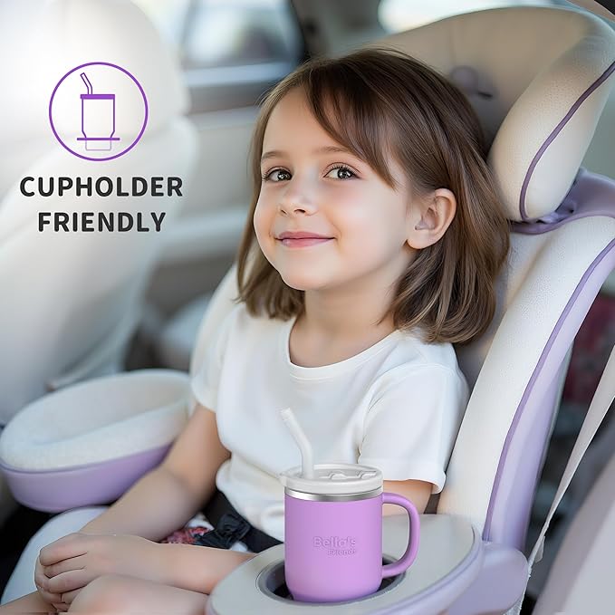 Bella's Friends Handy Mini Tumbler – Adorable 9 oz Sippy Cup for Toddlers 1-3 years old, Flexible Straw, Stainless Interior & Silicone Body, Leak‑Proof, Dishwasher Safe, Ideal for Travel or At Home - Bloomnest