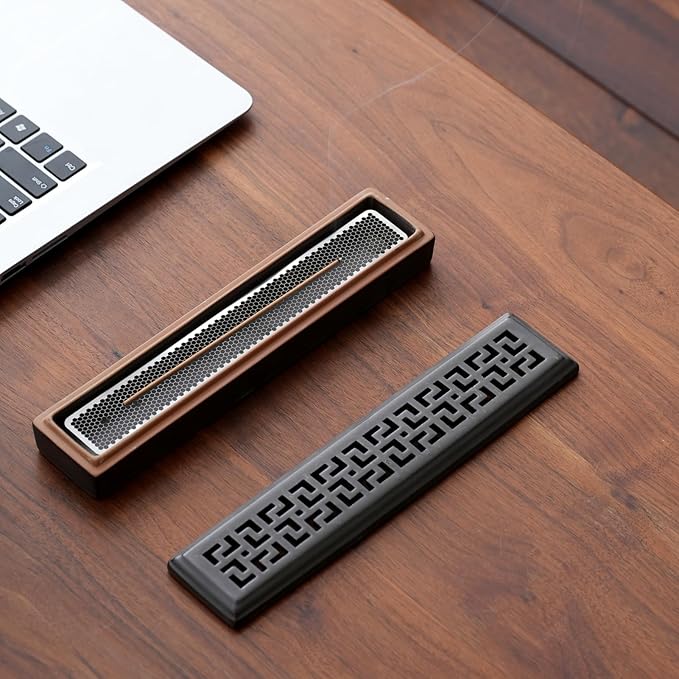 CEREMONY Incense Holder,Ceramic Incense Holder for Sticks with Ash Catcher,Coffin Style Incense Box,Incense Burner for Meditation Yoga Spa Room Decor(Brown) - Bloomnest