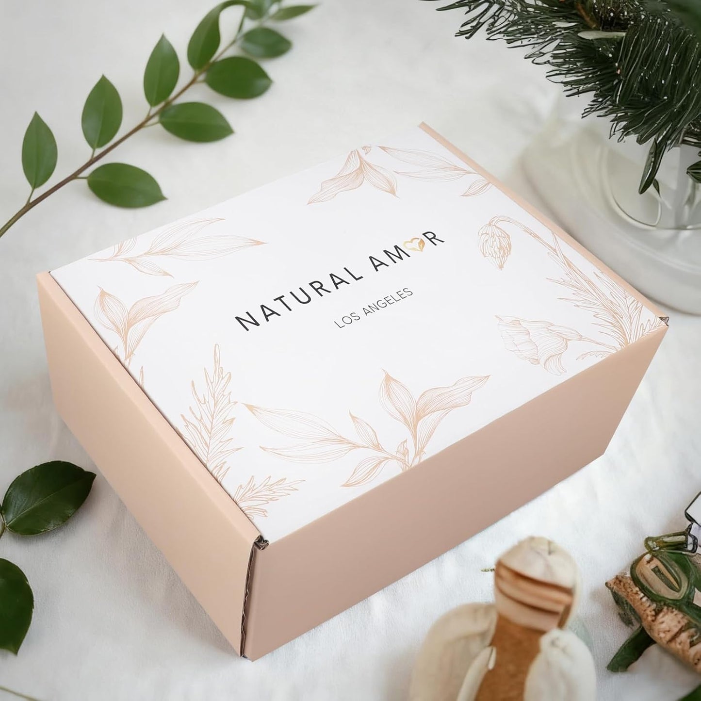 Natural Amor 8-Piece Spa Gift Set with Blanket – Self-Care Box with Rose Clay Mask, Bath Bomb, Goat Milk Soap, Candle– Relaxation Gift for Women – Pink Ribbon Blanket