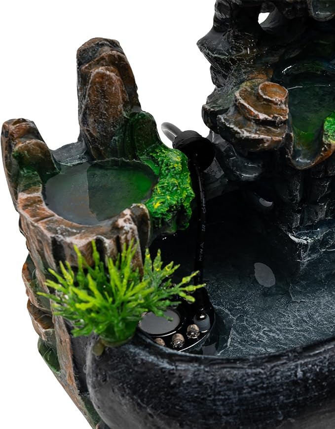 Indoor Fountain Rockery Tabletop Fountain with an Atomizer Elaxation Water Feature Meditation Desktop Fountains for Home Office Decor or Gift 6.7''L x 5.9''W x 7''H with LED Light - Bloomnest