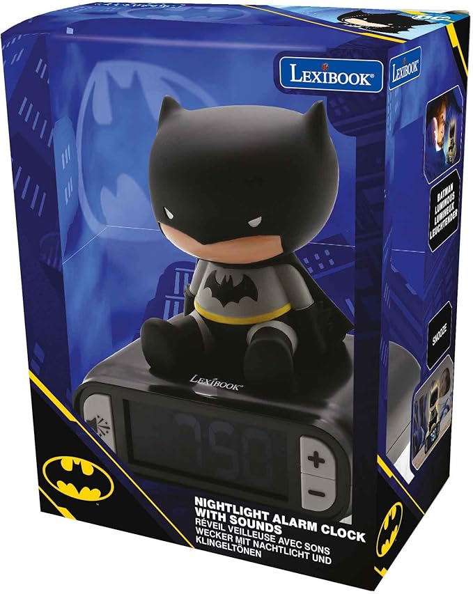 LEXiBOOK - Batman Digital Alarm Clock for Kids with Night Light Snooze, Childrens Clock, Luminous Batman, Black Colour - RL800BAT - Bloomnest