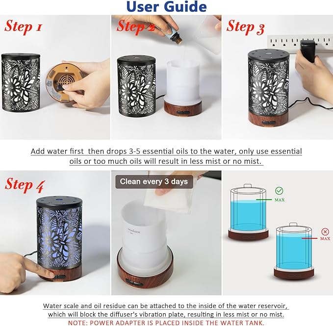 Essential Oil Diffuser Aromatherapy Diffuser - Metal Aroma Diffuser for Home 150ml Ultrasonic Cool Mist Diffuser with 7 Colors Light Auto Shut-Off Protection for Home Office Decor & Gift (Dragonfly) - Bloomnest