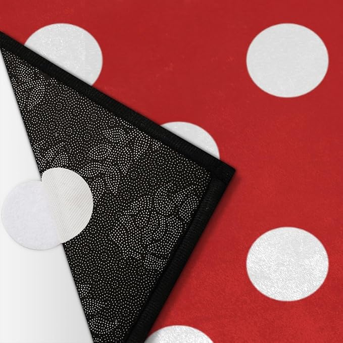 Half Round Door Mat, Red White Polka Dot Non-Slip Half Circle Area Rug Polka Dot Doormat Washable Durable Home Decor Half Moon Rug for Floor Indoor Outdoor Living Room Bedroom Kitchen Patio - Bloomnest