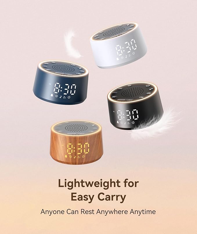 Dreamegg Baby Sound Machine with Nursery Lamp, 25 Soothing Sounds, Alarm Clock, Dimmable Night Light, White Noise Machine for Sleep Sound Machine, Baby Shower Gifts Must Haves, Wood - Bloomnest
