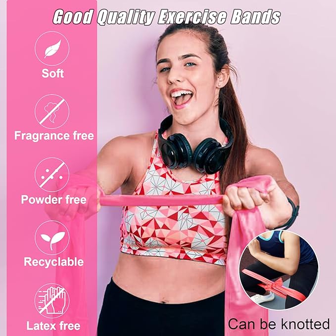 Resistance Bands for Working Out, Physical Therapy Bands, Latex Free Elastic and Exercise Bands Set for Stretching, Suitable for Rehab, Yoga, Pilates, Gym, Home Exercise - Bloomnest