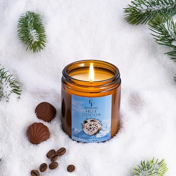 Winter Candles, Scented Candles for Home, 4 Pack Holiday Natural Soy Candles, Gifts for Women Men, Fragrance of Fir/Hot Cocoa/Vanilla Cookies/Cinnamon - Bloomnest