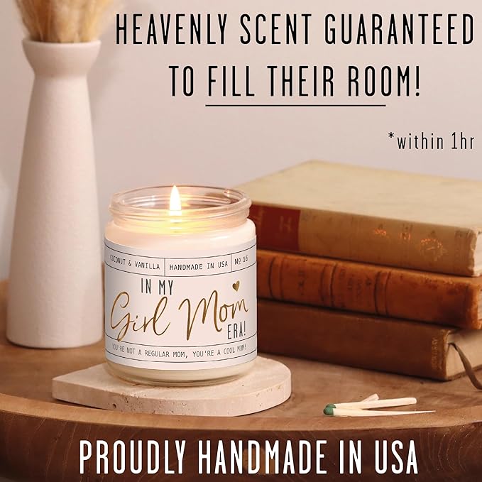 Girl Mom Gifts for Mothers Day - 'in My Girl Mom Era' Soy Candle, w/Vanilla & Coconut I It's a Mama I 50Hr Burn, Made in USA - Bloomnest