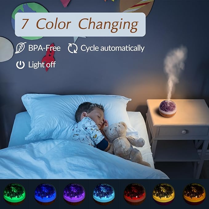 Aromatherapy Essential Oil Diffuser, 300ml Air Diffuser Humidifier with 7 LED Colors, Timer & Auto-Off for Home Bedroom Office (Purple) - Bloomnest