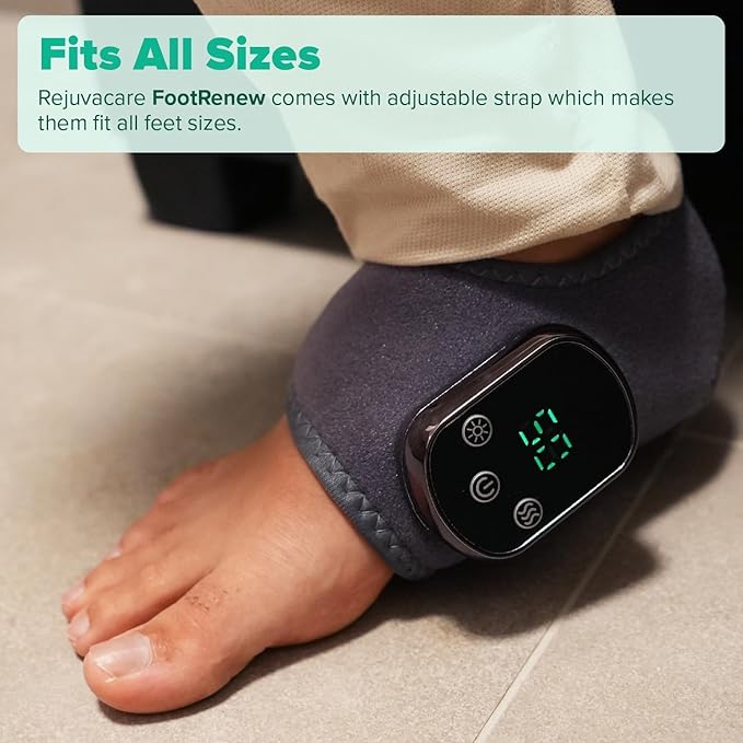 FootRenew Dual Set Heated Foot & Ankle Relaxation Wraps – 2-Pack Portable Electric Foot Massager for Home Comfort – 3 Vibration Modes, 5 Heat Levels (2-Piece)