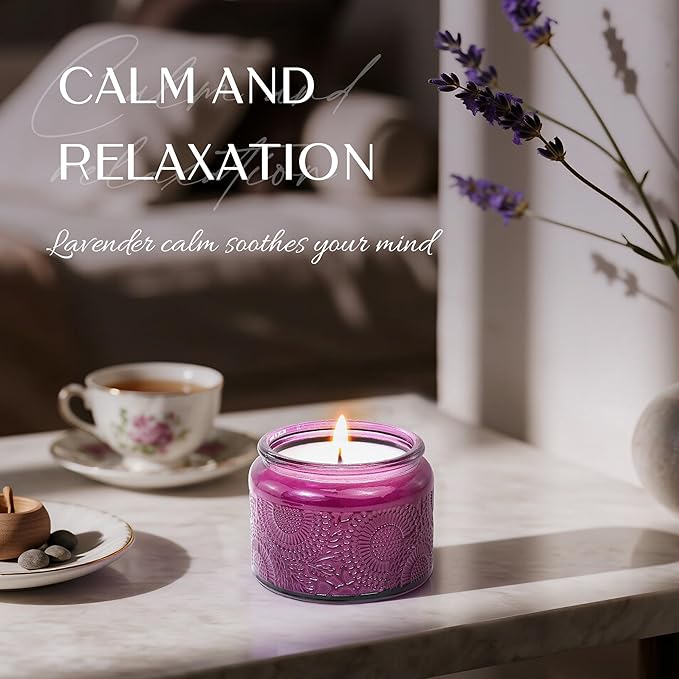 NORVENCE Candles for Women, Scented Candle Gift Set of 4, Scented Candles for Home, Birthday and Christmas Candle Gifts for Women (Vanilla, Lavender, Cinnamon, Jasmine, 14.4 oz) - Bloomnest