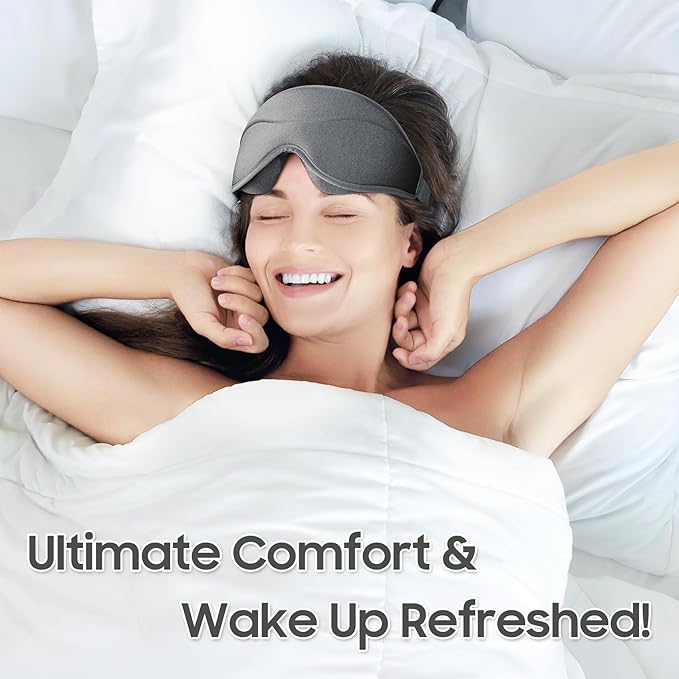 Sleep Mask - Total Blackout 3D Sleeping Mask, Super Lightweight & Silky Soft Eye Mask for Sleeping, Fully Adjustable Fit for Home, Office, Traveling, Meditation, Yoga, Gray - Bloomnest