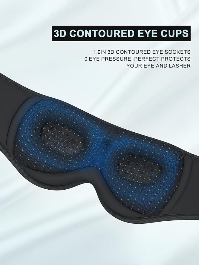 LC-dolida Sleep Headphones, 3D Sleep Mask Bluetooth Wireless Music Eye Mask, Sleeping Headphones for Side Sleepers Sleep Mask with Bluetooth Headphones Ultra-Thin Stereo Speakers Perfect for Sleeping - Bloomnest