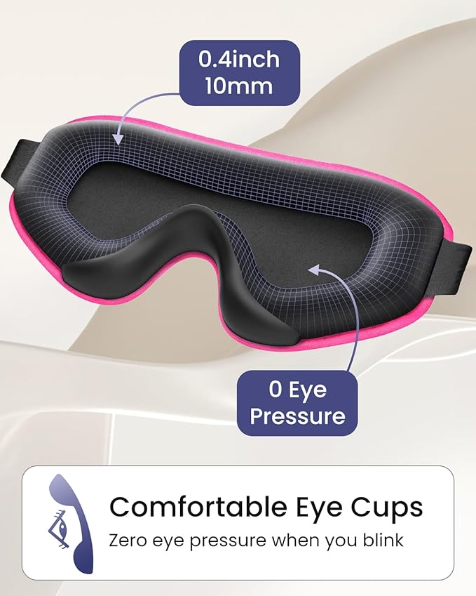 WAOAW Sleep Mask for Men Women: Blackout Eye Masks for Sleep - 3D Breathable Soft Comfortable Eye Mask for Travel - Adjustable Light Blocking Night Masks for Sleeping - Bloomnest