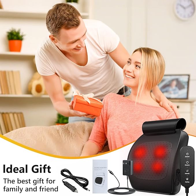 Back Massager with Heat,Shiatsu Neck Back Massager Pillow,Deep Tissue Kneading Back Massage,Massage Pillow for Shoulders,Legs,Foot,Body Muscle Relief,Neck Massager for Women/Men/Dad/Mom - Bloomnest