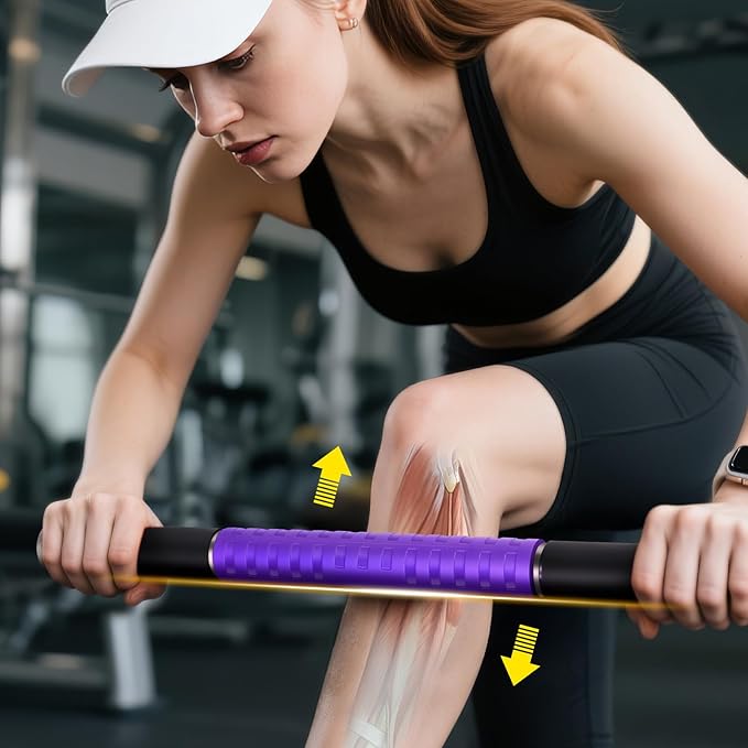 Muscle Roller Stick, Massage Roller for Muscle Deep Tissue Massage, Calf Roller for Myofascial Release, Therapy Roller Stick for Back, Legs, Arms, Waist, and Shoulders Full Body Use (Purple) - Bloomnest