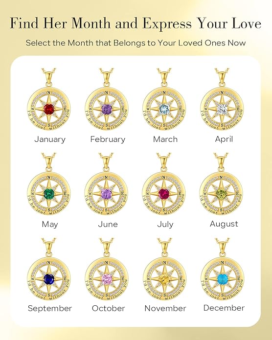 S925 Necklace Gift for Wife |Compass Jewelry |Women Anniversary |Sterling Silver |Girlfriend Birthday Gifts for Her Valentines |I'd be Lost without You |Jewel 18K Gold - Bloomnest