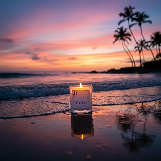 Tropical Essence Single Wick Soy Candles, Luxury Scented Candles for Home - Up to 60 Hour Burn Time, Cruelty-Free Soy Wax Blend - Floral Fragrance, Notes of Coconut & Citrus (9 oz) - Bloomnest