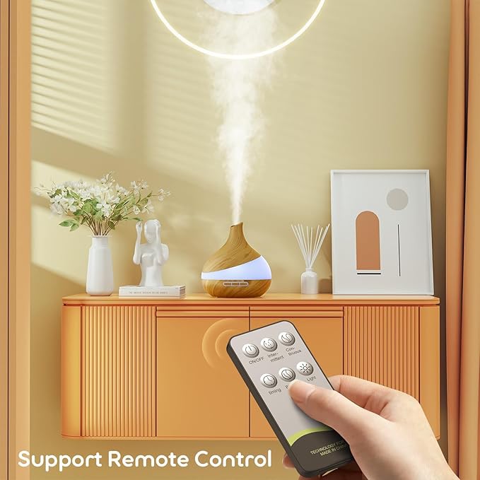 500ML Essential Oil Diffuser: Aroma Diffuser with Remote Control for Hotel Spa Yoga Room - Humidifiers for Bedroom with 14 Colors LED Night Light for Kids/Women Home Relaxation - Bloomnest