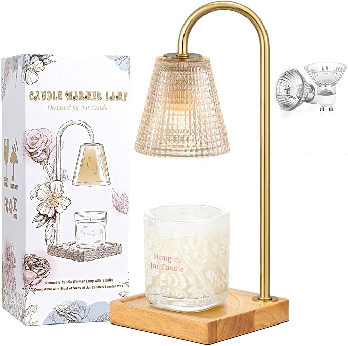 Hong-in Candle Warmer Lamp with Timer Dimmer,Birthday Gifts for Women Mom Sister,House Warming Gifts New Home Room Decor,Vintage Wax Warmer for Scented Wax Jar Candles - Bloomnest