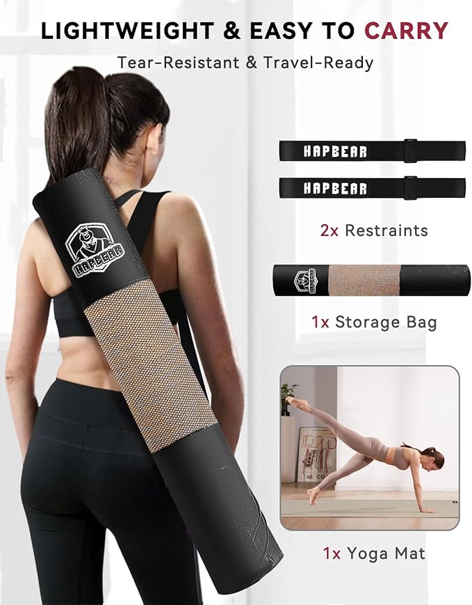 HAPBEAR Extra Large Yoga Mat (84''x30'') - 1/4'' Thick Durable Natural Linen, Non-Slip & Tear-Resistant - Perfect for Home Yoga Workouts, Meditation, Pilates, Floor Exercises & Fitness - Free Carrying Bag Included